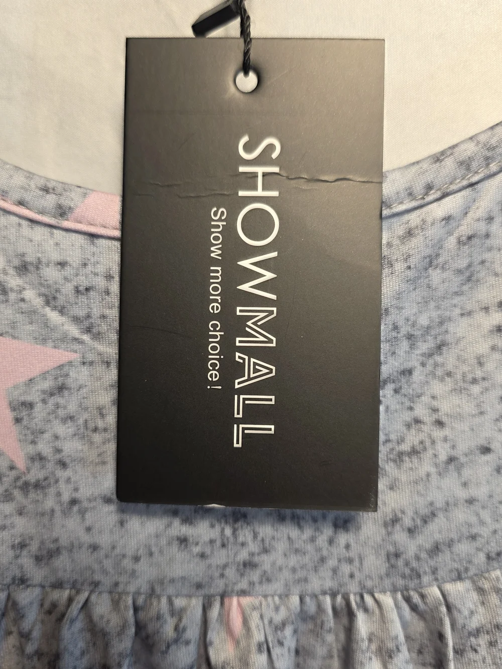 NEW Showmall Women Pajamas Babydoll Top With Shorts Size XL Gray Pink Stars Soft